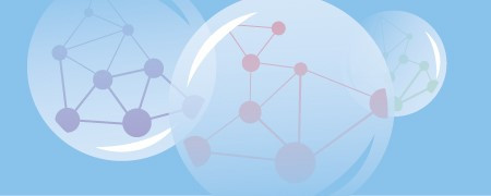 Grafik zeigt drei Blasen, in denen ein Netz mit Neuronen abgebildet ist  - Link auf: Medienkompetenz - Alles so schön bunt hier?!