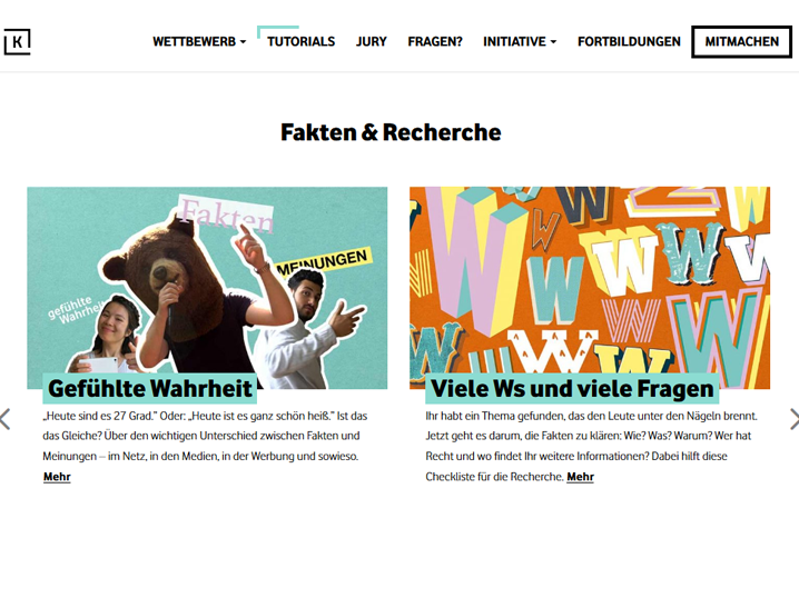 Eine Seitenansicht der Website "Klickwinkel"