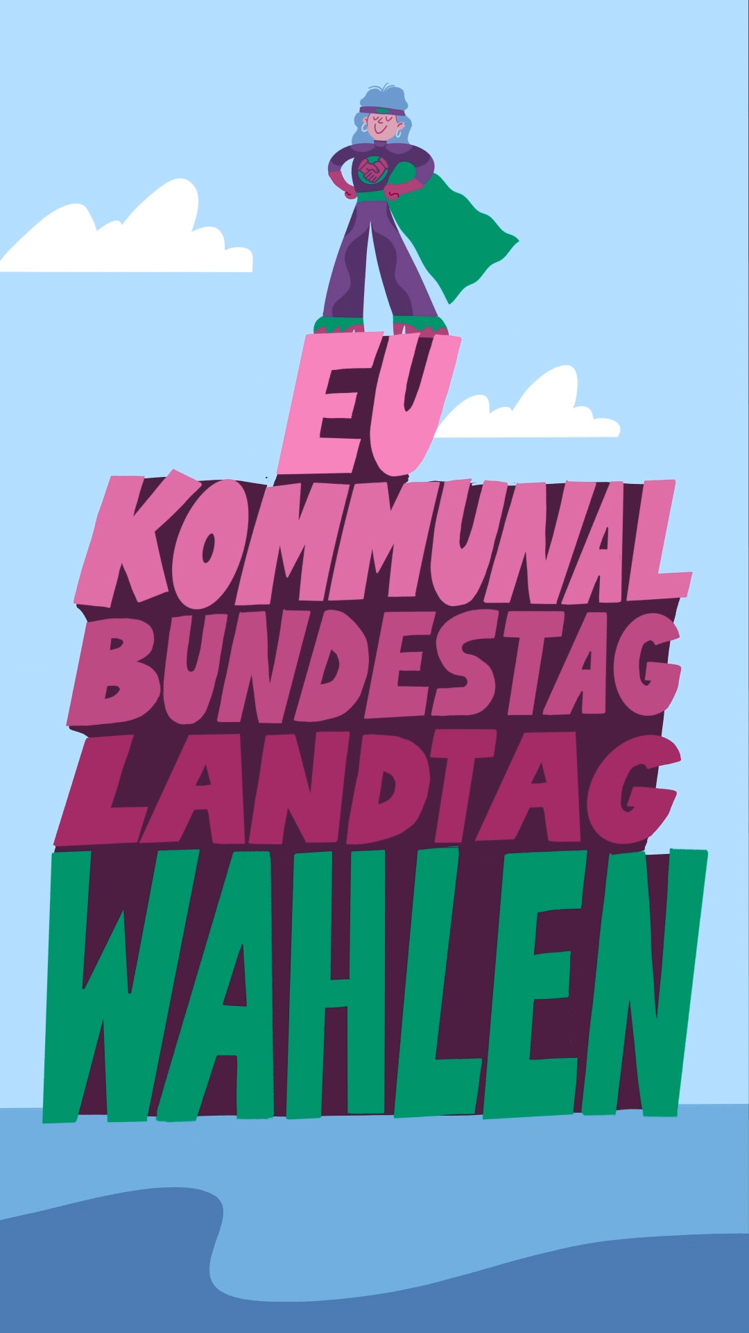 Man sieht einen Demokratie-Hero im Zusammenhang mit den verschiedenen Wahlen
